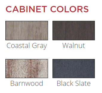 Cabinet Colors – Coastal Gray – Walnut – Barnwood – Black Slate